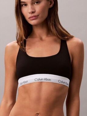 Calvin Klein Black Bralette with White Logo Band